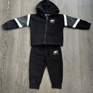 Nike Air Kids Black & White zip up Hoodie and Joggers Set